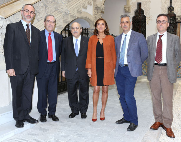 Arcadi Navarro, Jaime Lanaspa, Andreu Mas-Colell, Carmen Vela, Luis Serrano  y Francesc Subirada 