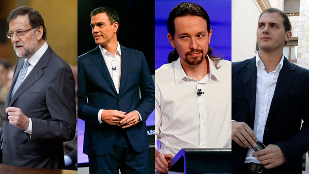Mariano Rajoy,Pedro Sánchez,Pablo Iglesias y Albert Rivera 