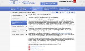 Portal de Transparencia de la Comunidad de Madrid. el Anteproyecto de Ley de Salud Pública, en consulta pública