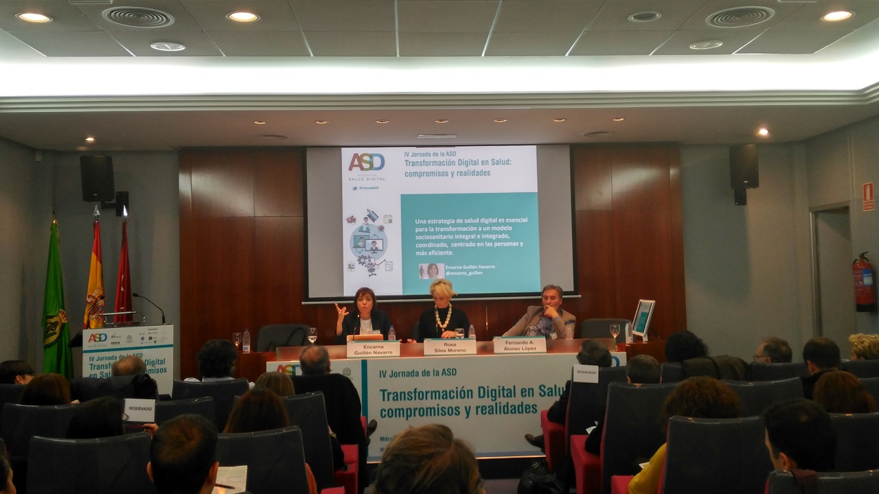 IV Jornada de la Asociación Salud Digital. Encarna Guillén, Rosa Siles y Fernando Alonso, este miércoles en Madrid. 