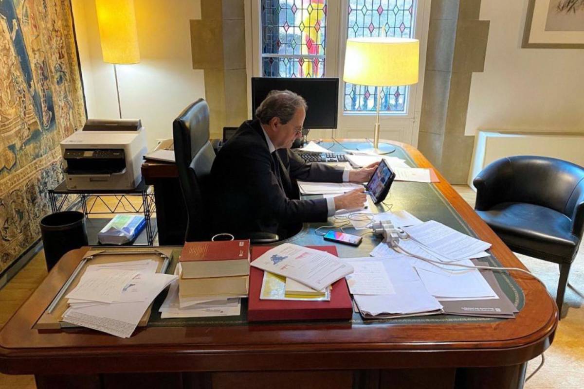 El presidente Quim torra, en su despacho. 