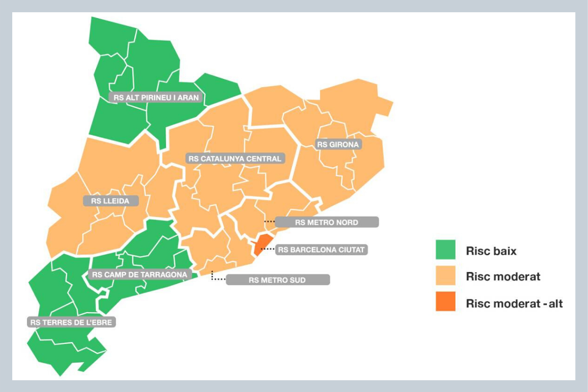 Nivel de riesgo por 'regiones sanitarias' en Cataluña (6 de mayo) 