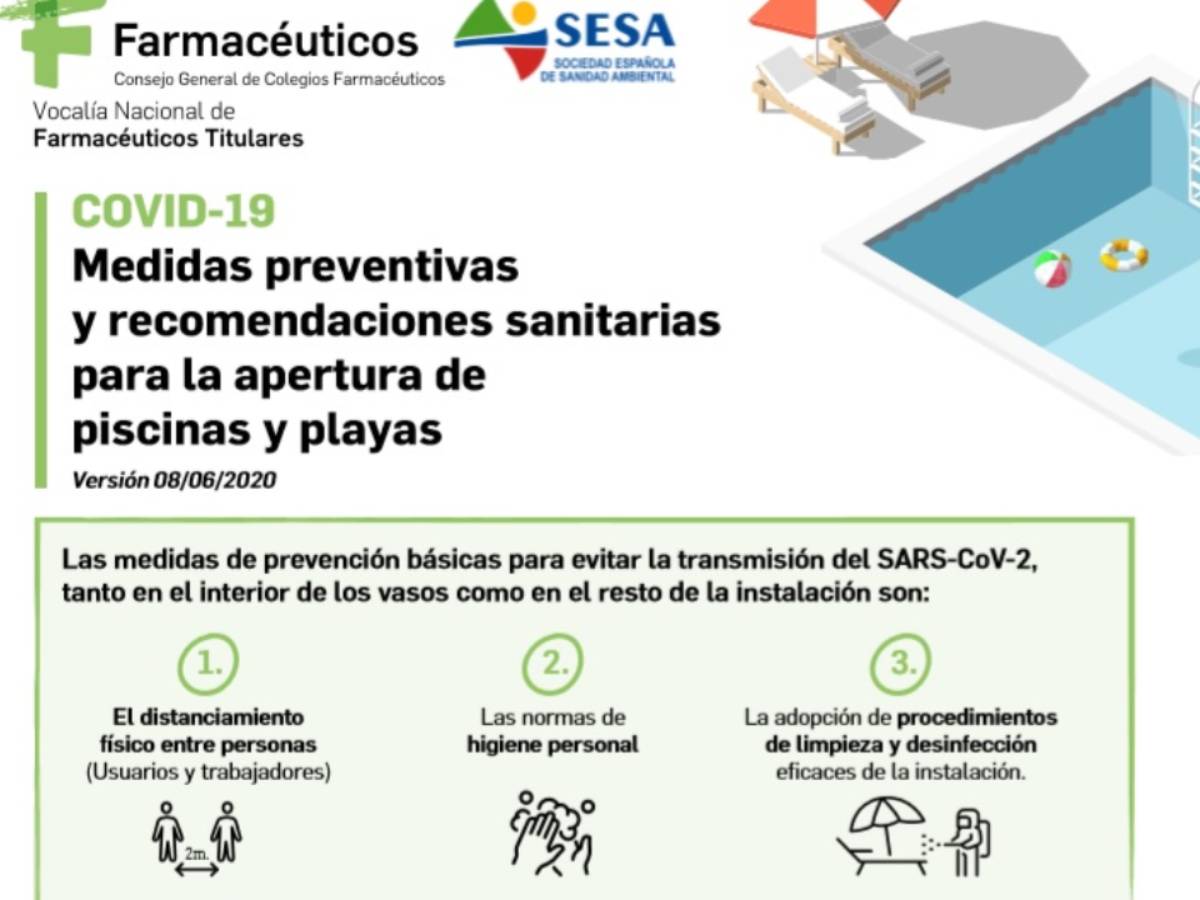 Recomendaciones del Consejo General de COF sobre piscinas y playas.