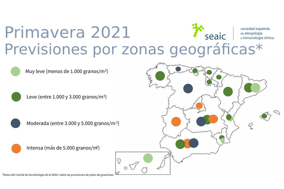 Mapa de afectación de pólenes para este año. 