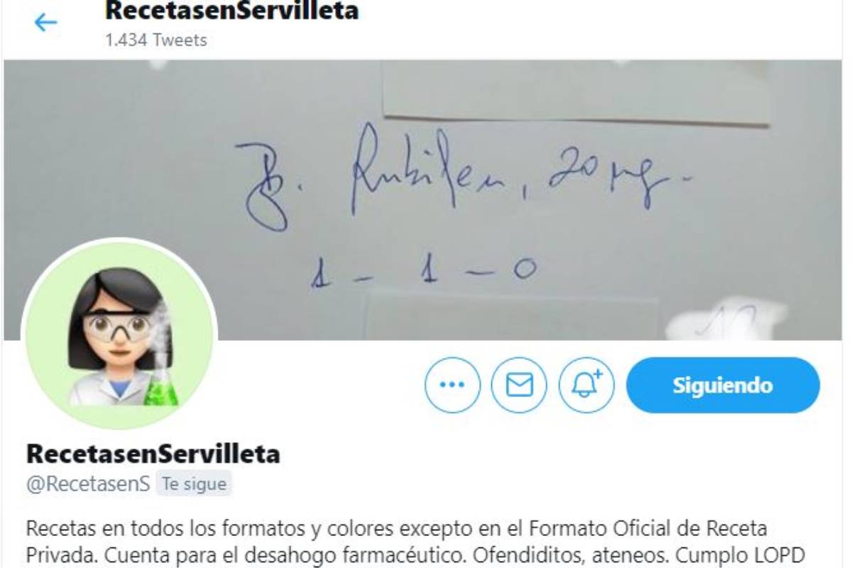 RecetasenServilleta, cuenta en Twitter de la farmacéutica Miriam García.