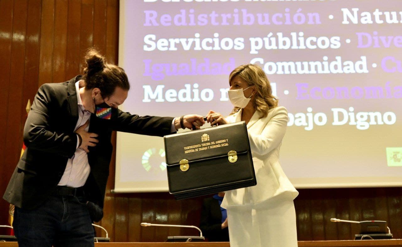 El líder de Podemos, Pablo Iglesias, en su renuncia a la vicepresidencia del Gobierno para concurrir a las elecciones madrileñas.
