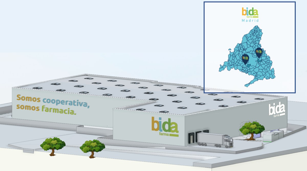 Ilustración del nuevo almacén de Bidafarma en Madrid.