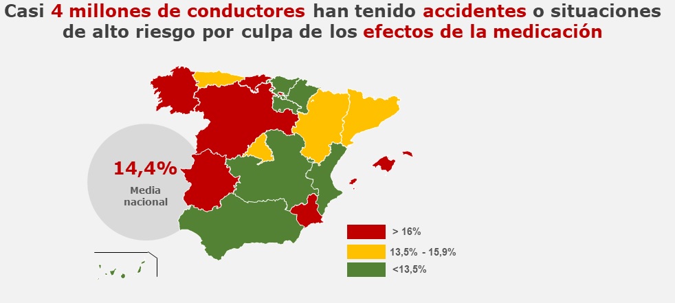 Accidentes por efectos de medicaciÃ³n segÃºn comunidades autÃ³nomas. /FundaciÃ³n LÃnea Directa.