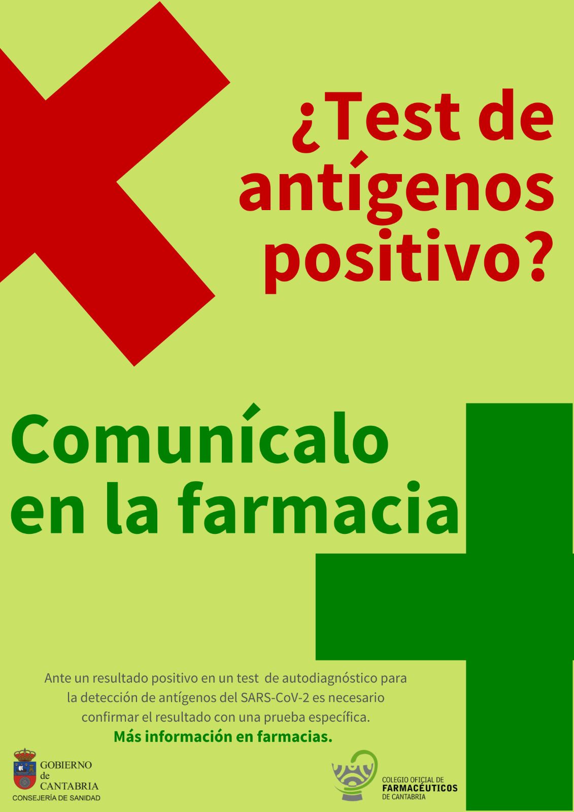 Cartel en farmacias de Cantabria.