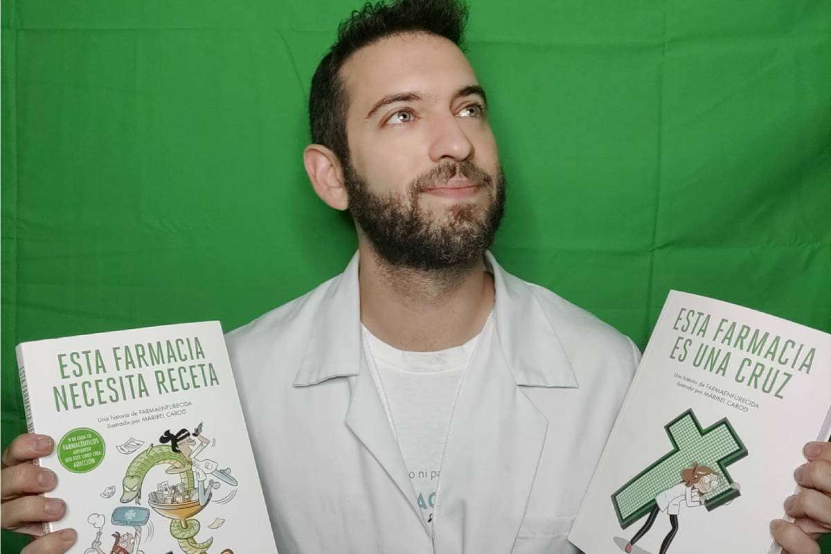 Guillermo Martín Melgar,más conocido en redes sociales como Farmaenfurecida, ha escrito ya su segundo libro en formato comic, en el que ironiza sobre el día a día del boticario. 
