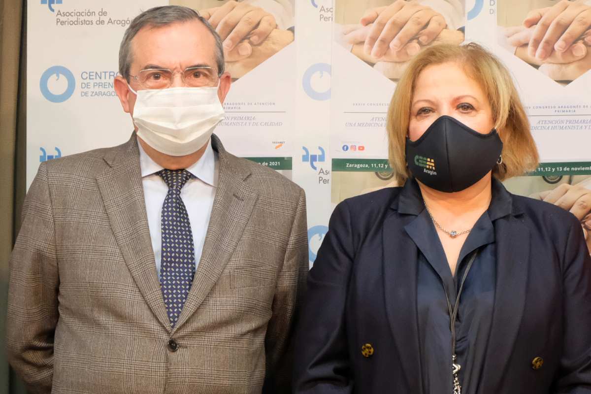 Leandro Catalán y Mercedes Ortín, presidente de Fasamet y secretaria general de CESM en Aragón. Foto. MAASZOOM.