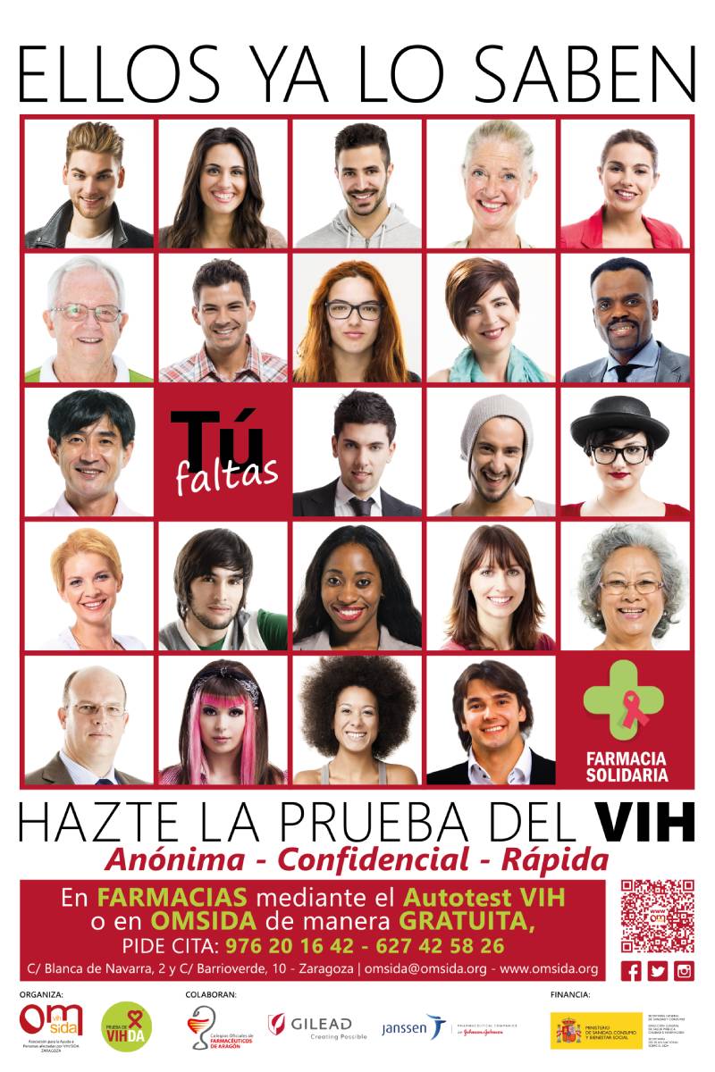 Cartel de una campaña sobre prevención del VIH en farmacias de Aragón.