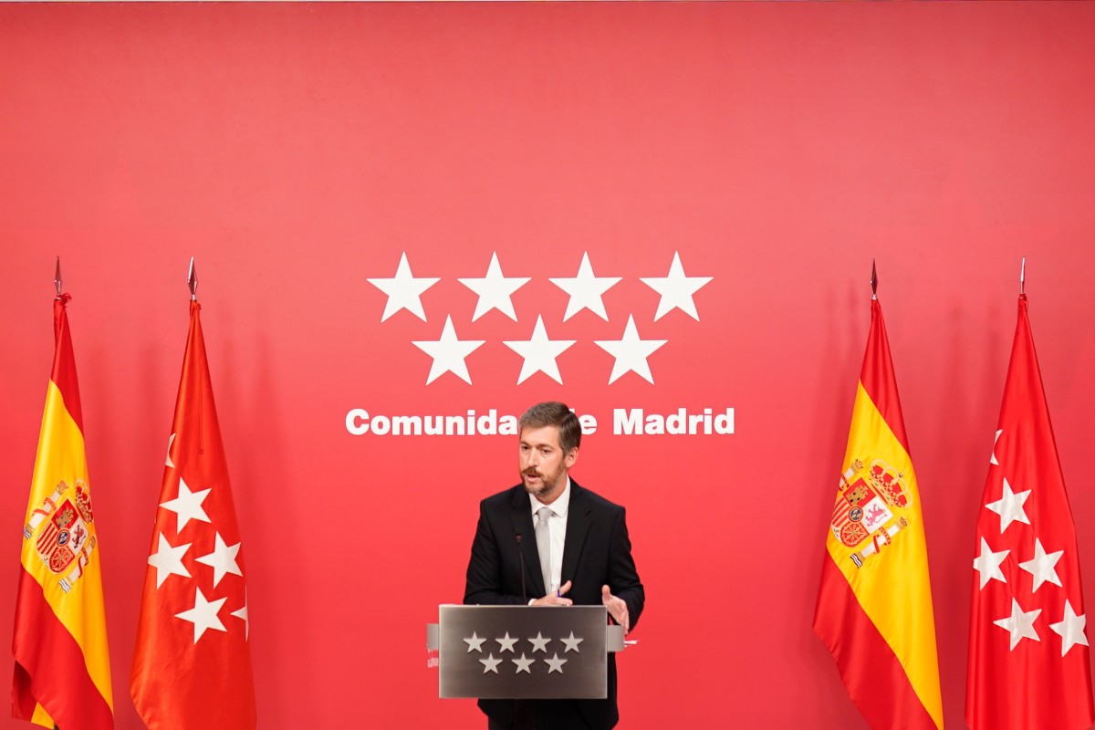 El consejero Miguel Ángel García en rueda de prensa tras la reunión del Consejo de Gobierno. Foto: COMUNIDAD DE MADRID 