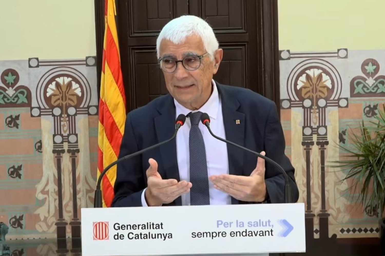 El consejero de Salud catalán, Manel Balcells, ha comparecido esta mañana en rueda de prensa. Foto: GENERALITAT DE CATALUNYA.. 