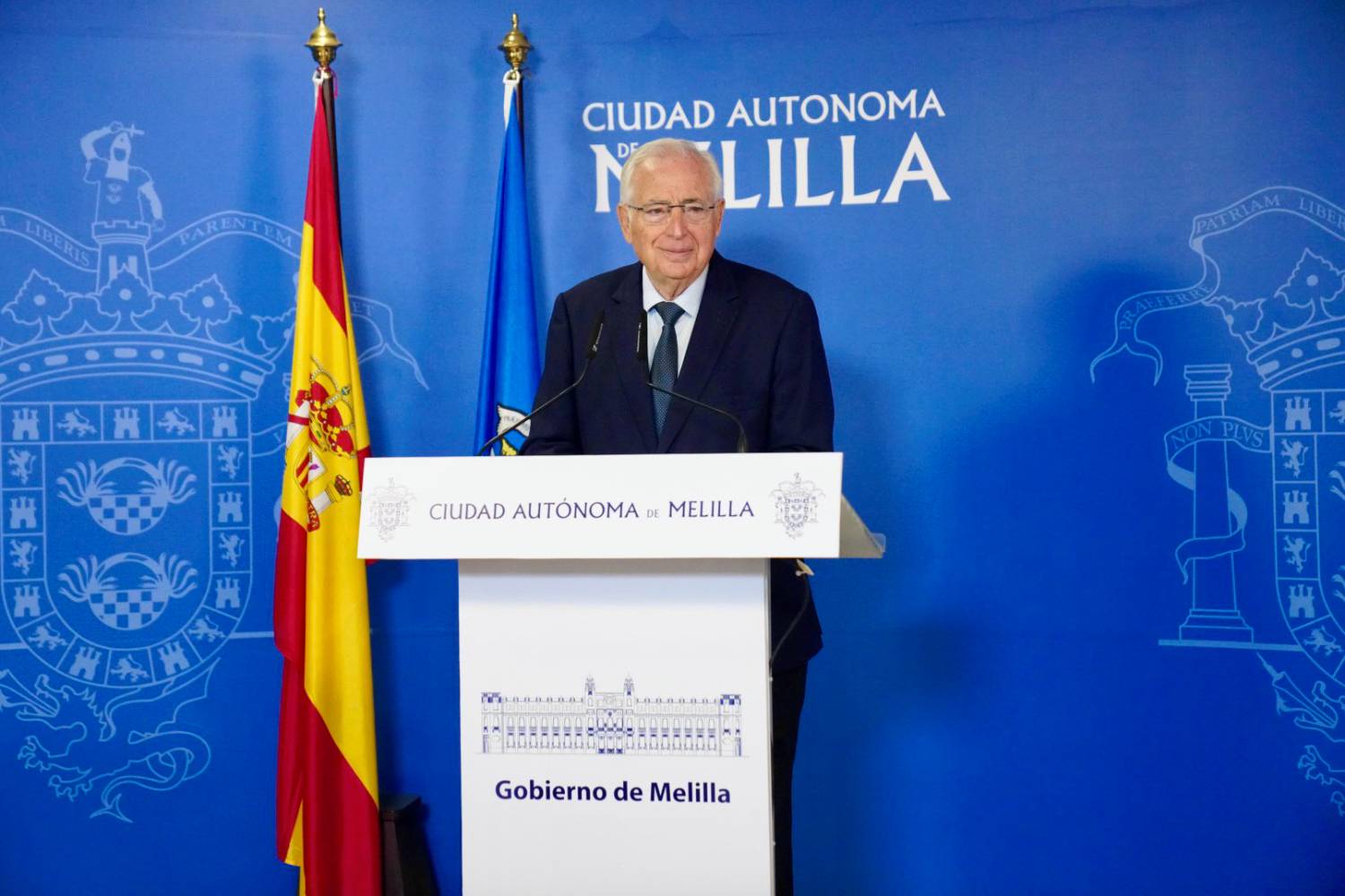Juan José Imbroda, presidente de Melilla, durante la presentación del proyecto de presupuestos para 2024. Foto: GOBIERNO DE MELILLA. 