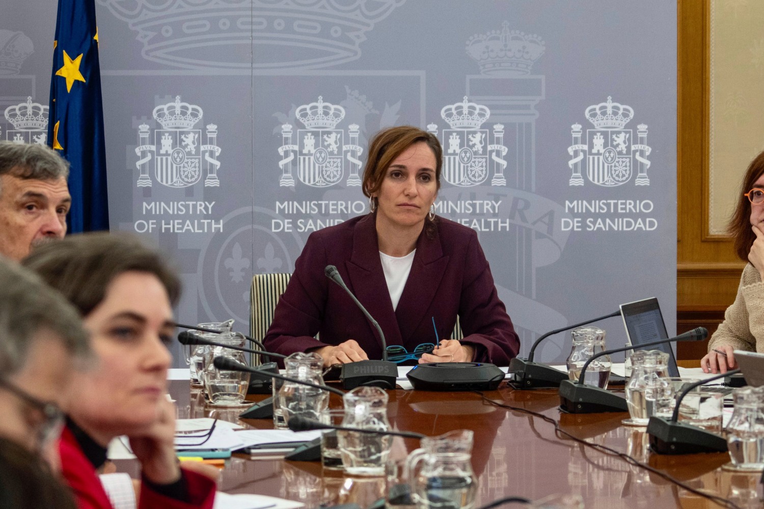 Mónica García, ministra de Sanidad, en una reunión del Consejo Interterritorial. 
