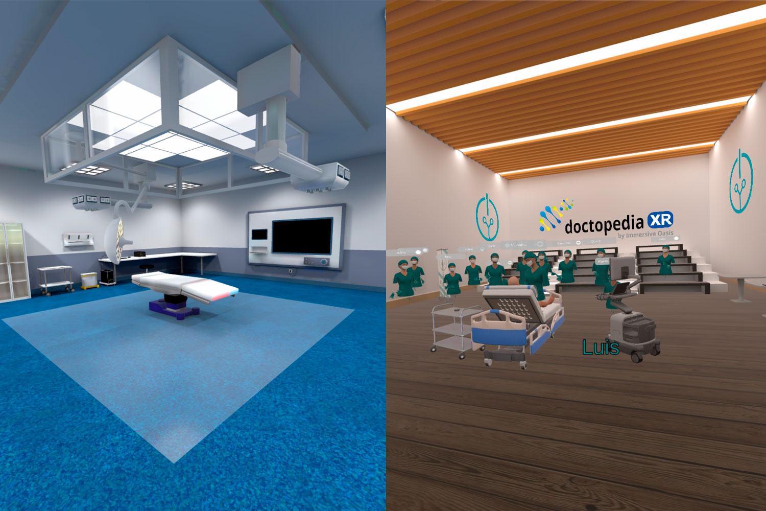 El campus de 'Doctopedia XR' cuenta con entornos como un quirófano y un auditorio con pacientes. Foto: DAIICHI SANKYO 