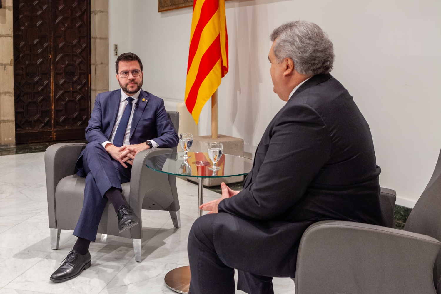 Pere Aragonès, actual presidente de la Generalitat de Cataluña y candidato de ERC, y Antoni Torres, presidente de Fefac. Foto: FEFAC. 