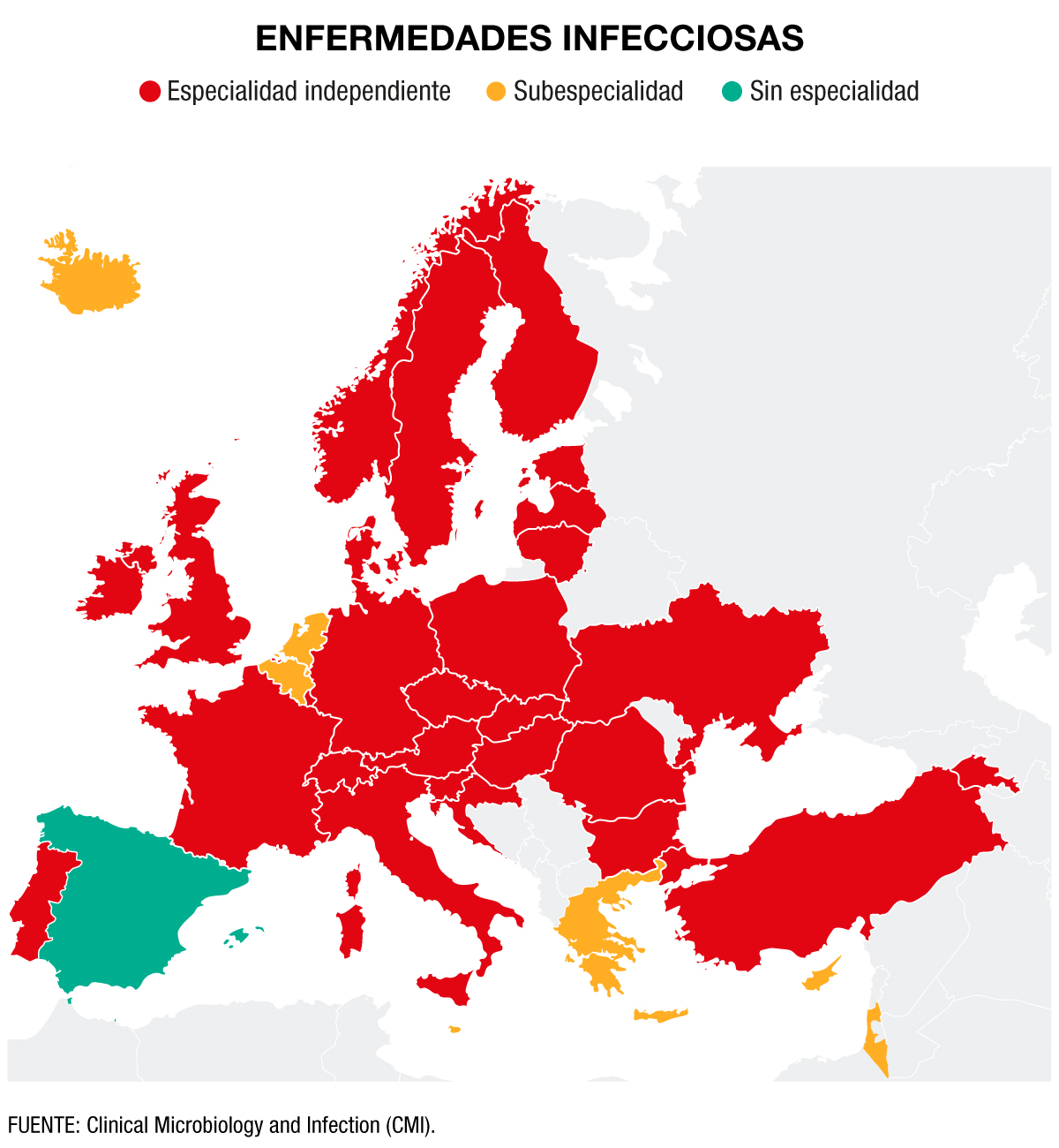Estatus oficial de las Enfermedades Infecciosas en Europa. Gráfico: DINA SÁNCHEZ.