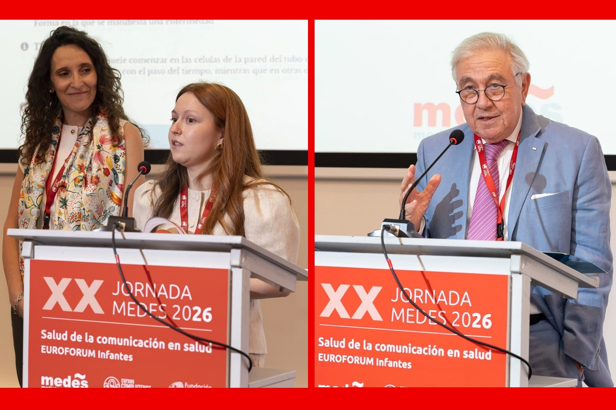 Izquierda: Ingrid Cobos y Paula Torres, Proyecto OncoTRAD II de la Universidad de Córdoba. Derecha: Hugo Brik, presidente de Editorial Médica Panamericana.