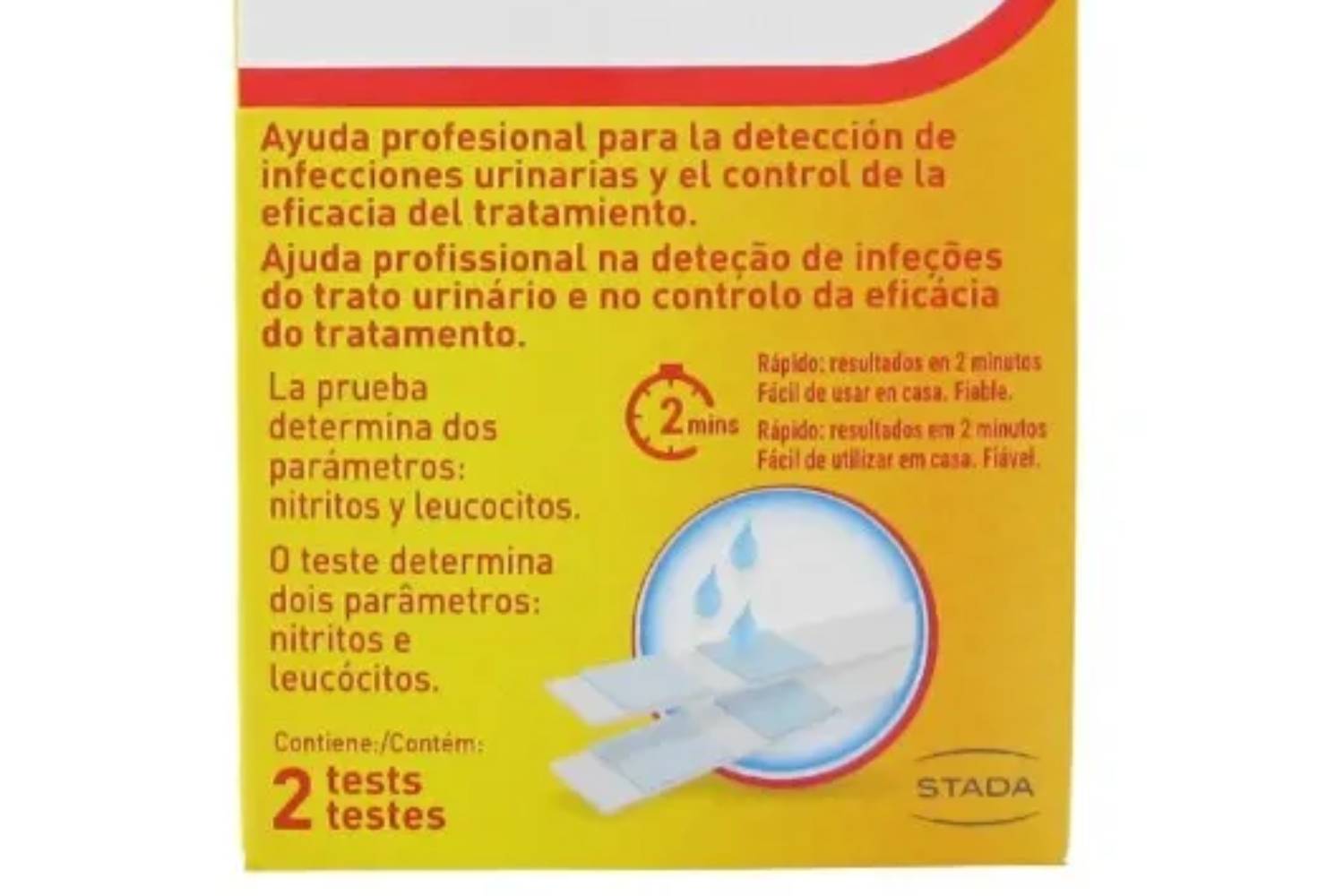 Detalle de la caja de 'Urinal Test', de Stada.