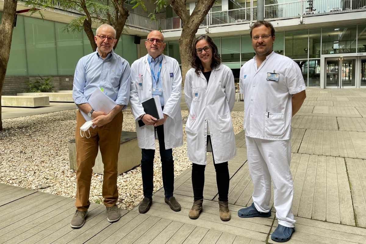 Joaquim Gea, Joan Ramon Masclans, Judith Marn-Corral i Sergi Pascual, miembros del equipo del estudio sobre afectación muscular de la covid-19. Foto: IMIM/UPF