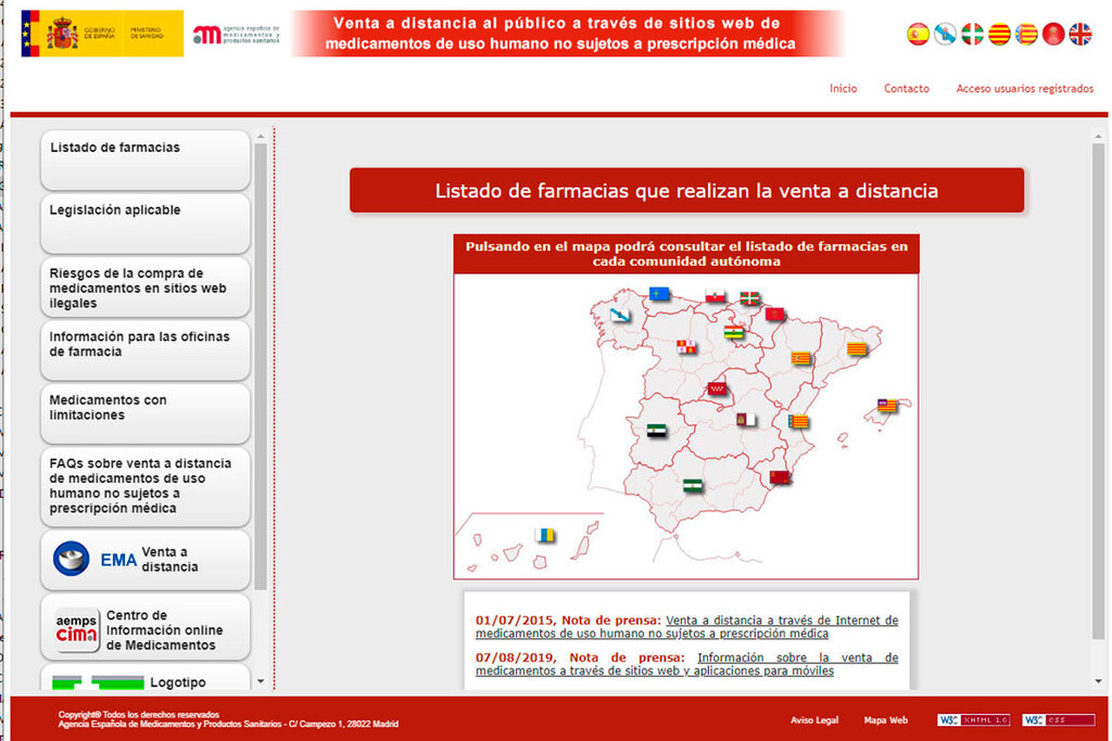 Solo las farmacias que están dadas de alta y registradas en la plataforma oficial Distafarma podrán vender on line medicamentos no sujetos a prescripción.