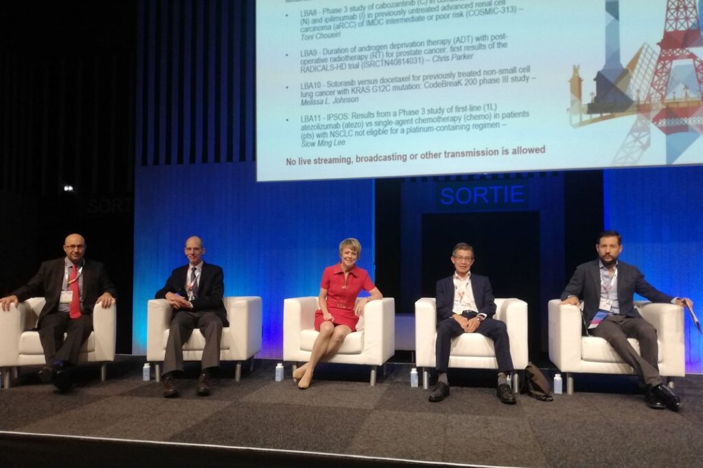 Toni K. Choueiri (Instituto Dana Farber); Chris Parker (Hospital Royal Marsden); Melissa S. Johnson (Instituto Sarah Cannon); Siow Ming Lee (University College London), y Antonio Passaro (Instituto de Oncologa de Milán). Foto: J. GRANDA.