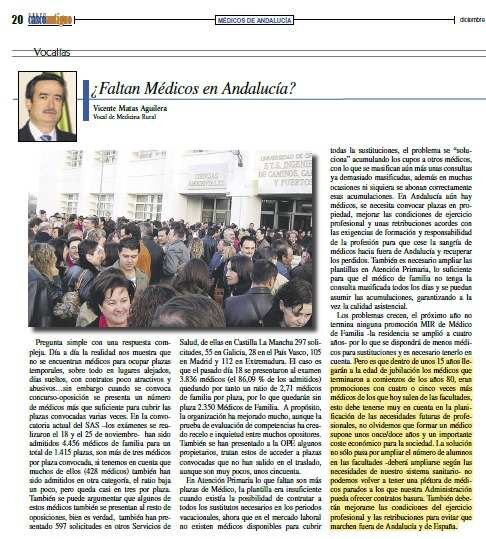 Recorte de un artículo de Matas, de 2007, en el diario oficial del Consejo Andaluz, en el que ya alertaba de los problemas actuales.