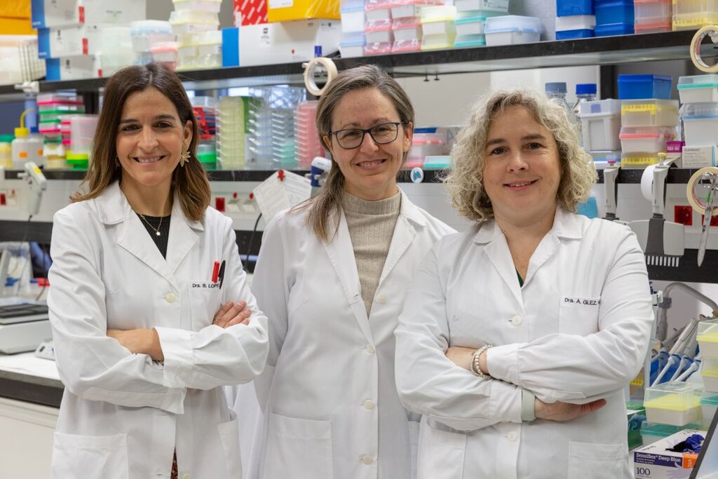 Begoña López, Susana Ravassa y Arantxa González Miqueo, investigadoras en enfermedades cardiovasculares del CIMA de Navarra. Foto: CIMA. 