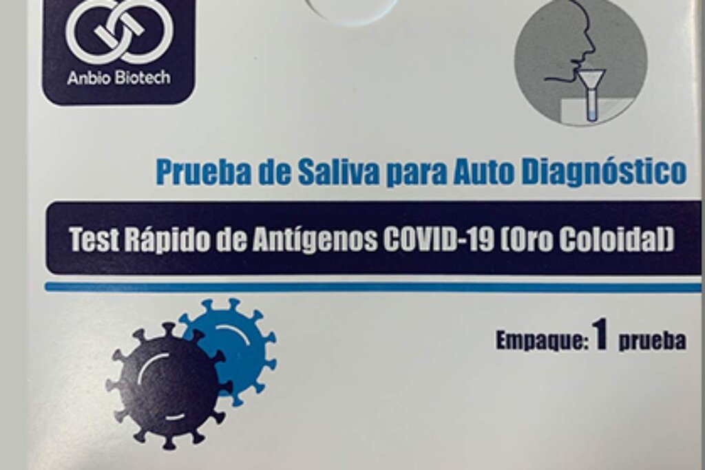 'Rapid covid-19 Antigen Test (Colloidal Gold)/Saliva' sobre los que alerta la Aemps. Foto: AEMPS