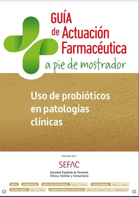 Portada de la guÃa sobre probiÃ³ticos de Sefac y Faes Farma.