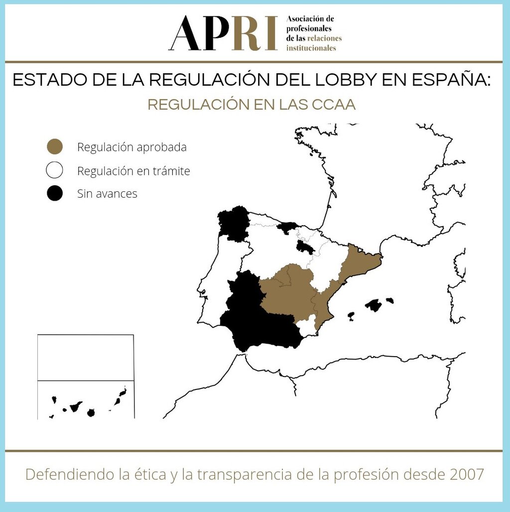 Autonomías que han regulado la actividad del 'lobby' en España. Gráfico: APRI.