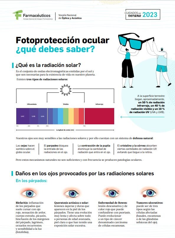 Parte de la infografÃa sobre protecciÃ³n ocular del Consejo General de COF.