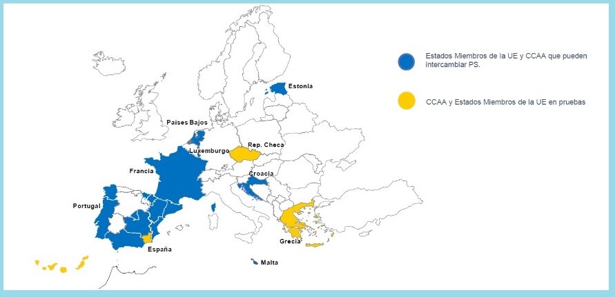CCAA de España que pueden comunicar informes EUPS y Estados Miembros UE con los que se puede operar. Fuente: MINISTERIO DE SANIDAD.