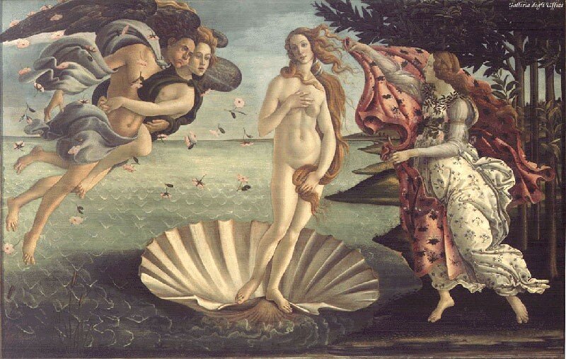 'El nacimiento de Venus', de Sandro Botticelli. Florencia, Galería de los Uffizi.