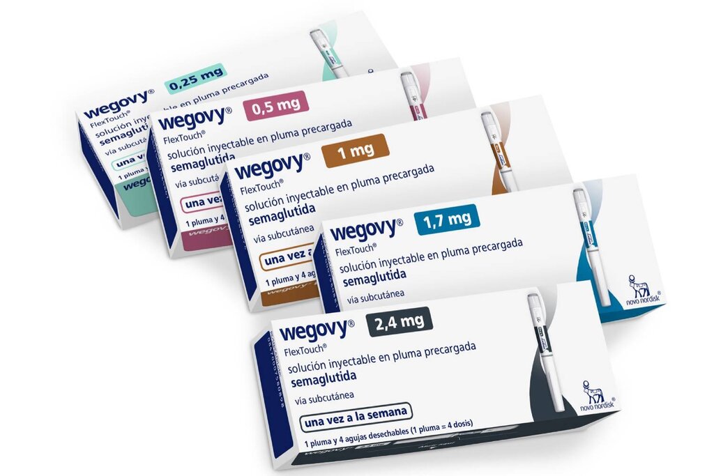 Presentaciones del medicamento para obesidad 'Wegovy'. Foto: NOVO NORDISK