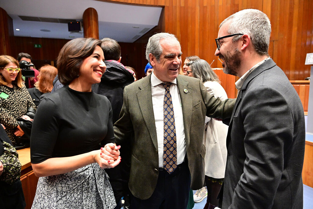 Raquel Martínez y Jesús Aguilar, secretaria general y presidente del Consejo General de COF, en la toma de posesion de Javier Padilla como secretario de Estado de Sanidad el 11 de diciembre. Foto: MINISTERIO DE SANIDAD.