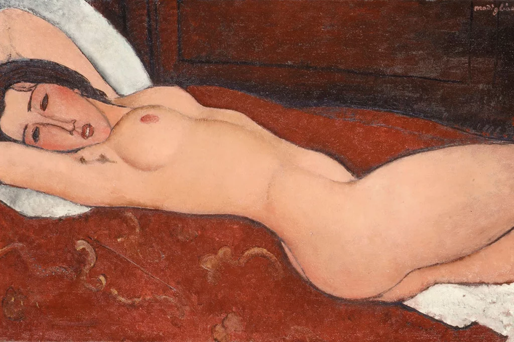 El muslo destaca en esta modelo retratada desnuda por el pintor italiano Amedeo Modigliani.