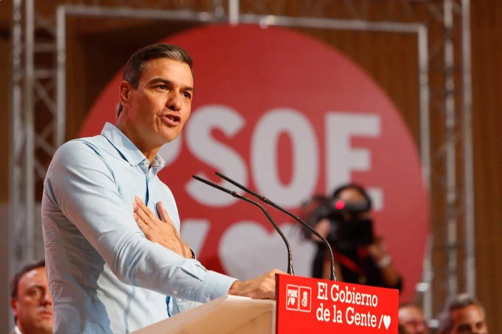 El presidente del Gobierno, Pedro Sánchez, en la reunión del Consejo Político Federal del PSOE, este sábado, en Zaragoza. Foto: EFE/ JAVIER BELVER.