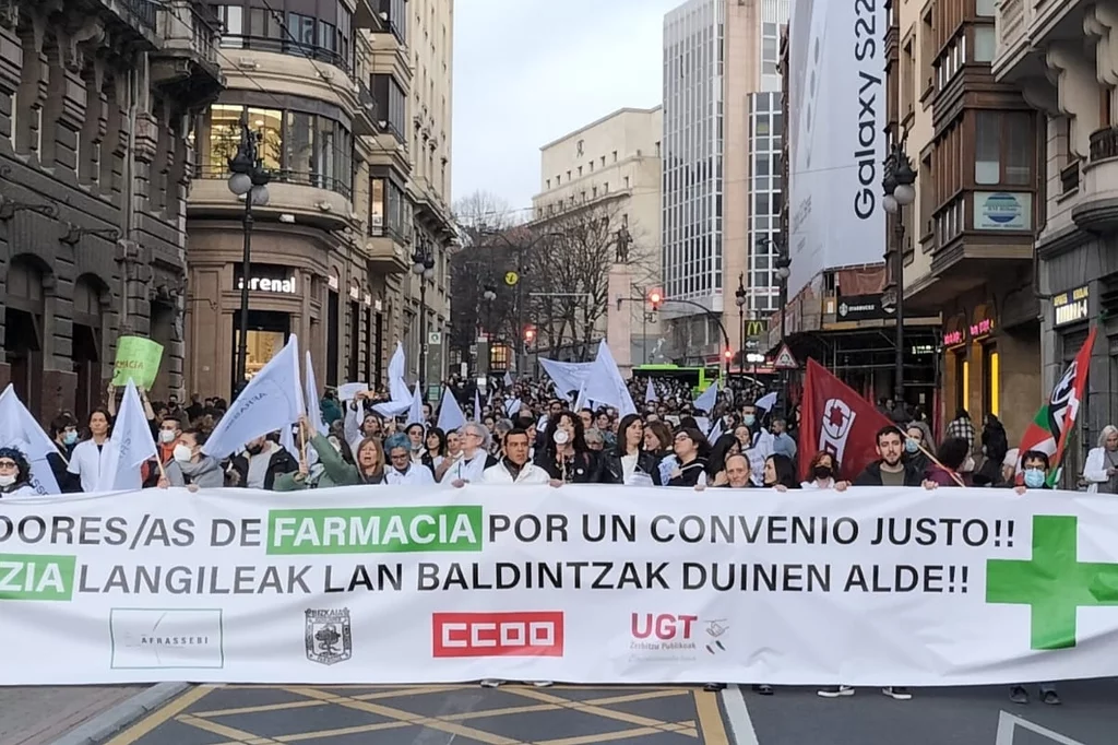 Movilización de sindicatos de farmacia en Vizcaya hace unos meses. Foto: AFRASSEBI.