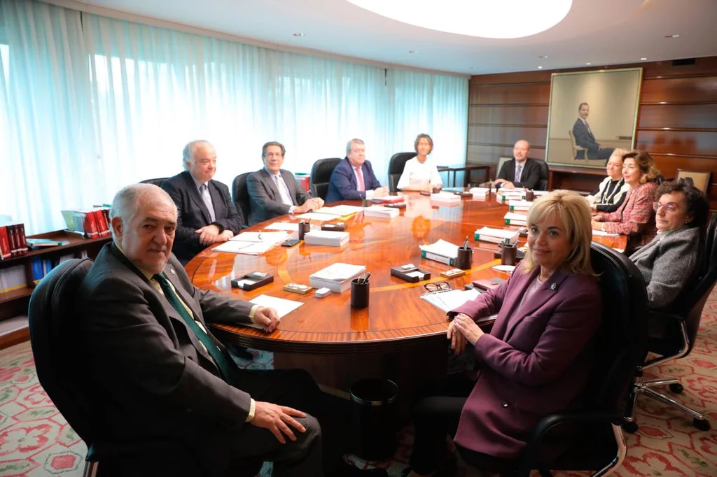 Los miembros del Tribunal Constitucional con su presidente, Cándido Conde-Pumpido, en primer plano. FOTO: ANTONIO HEREDIA