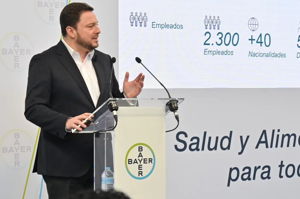 Bernardo Kanahuati, CEO de Bayer en España y Portugal, durante la presentación de los resultados anuales de la compañía.