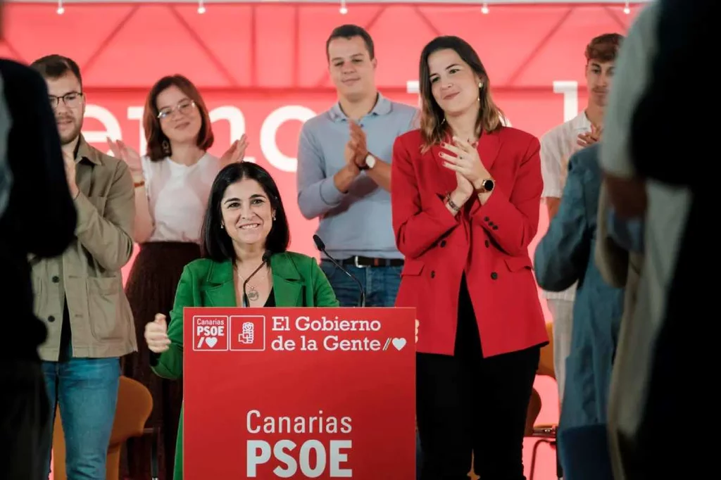 Carolina Darias, durante un acto preelectoral celebrado en noviembre en las Palmas de Gran Canaria, en el que hizo pública su candidatura a la Alcaldía. EFE/ÁNGEL MEDINA G.