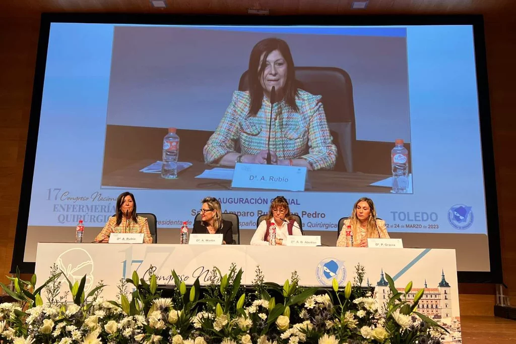 Amparo Rubio, presidenta de la Asociación Española de Enfermera Quirúrgica (AEEQ), en la inauguración del 17 Congreso. Foto: AEEQ.