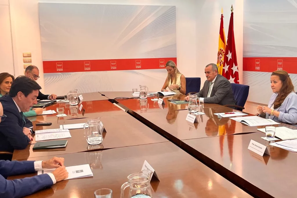 Representantes del COF de Madrid y de la Consejería de Sanidad de la región durante el encuentro de este lunes. Foto: COMUNIDAD DE MADRID