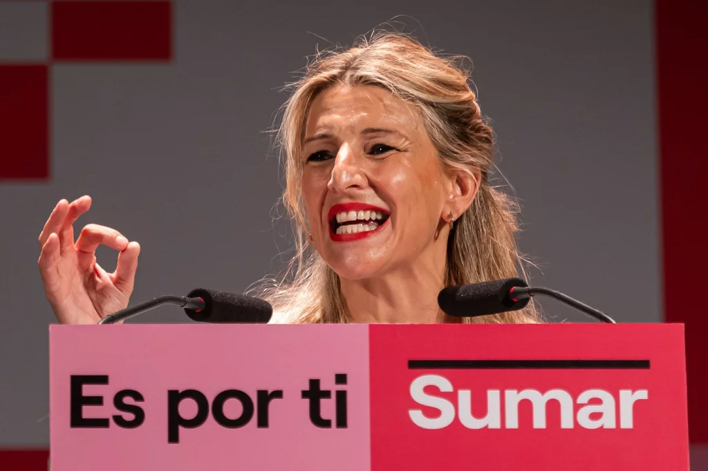 La candidata de Sumar a la presidencia del Gobierno, Yolanda DÃaz, participa en un mitin celebrado eLpasado miÃ©rcoles en Valladolid. Foto: EFE/R. GARCÃA