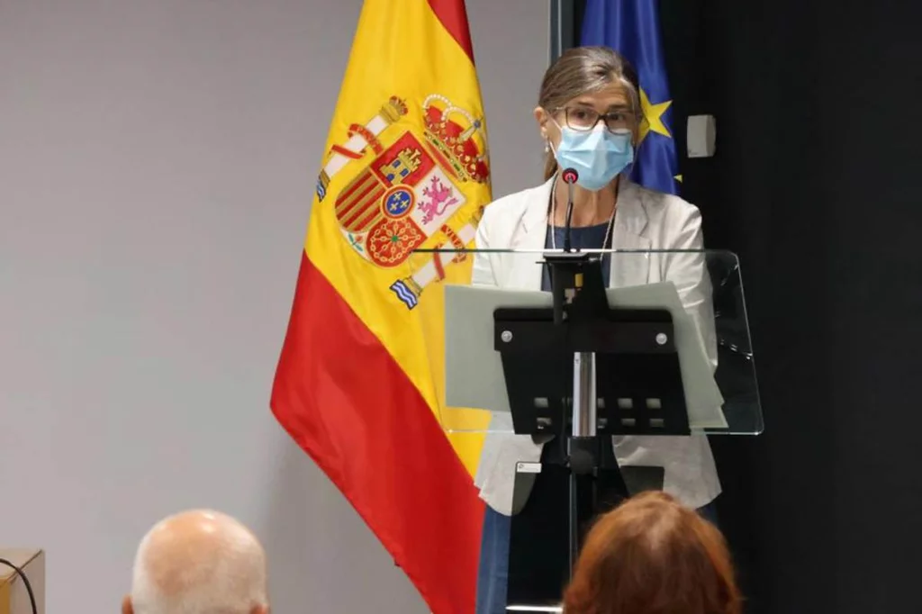 Pilar Aparicio, directora general de Salud PÃºblica durante su intervenciÃ³n en la jornada conjunta con el Ministerio de Justicia sobre el suicidio. FOTO: DM