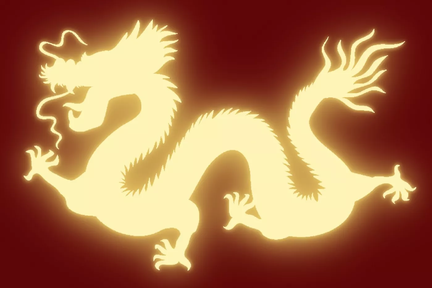 Silueta amarilla de dragón chino