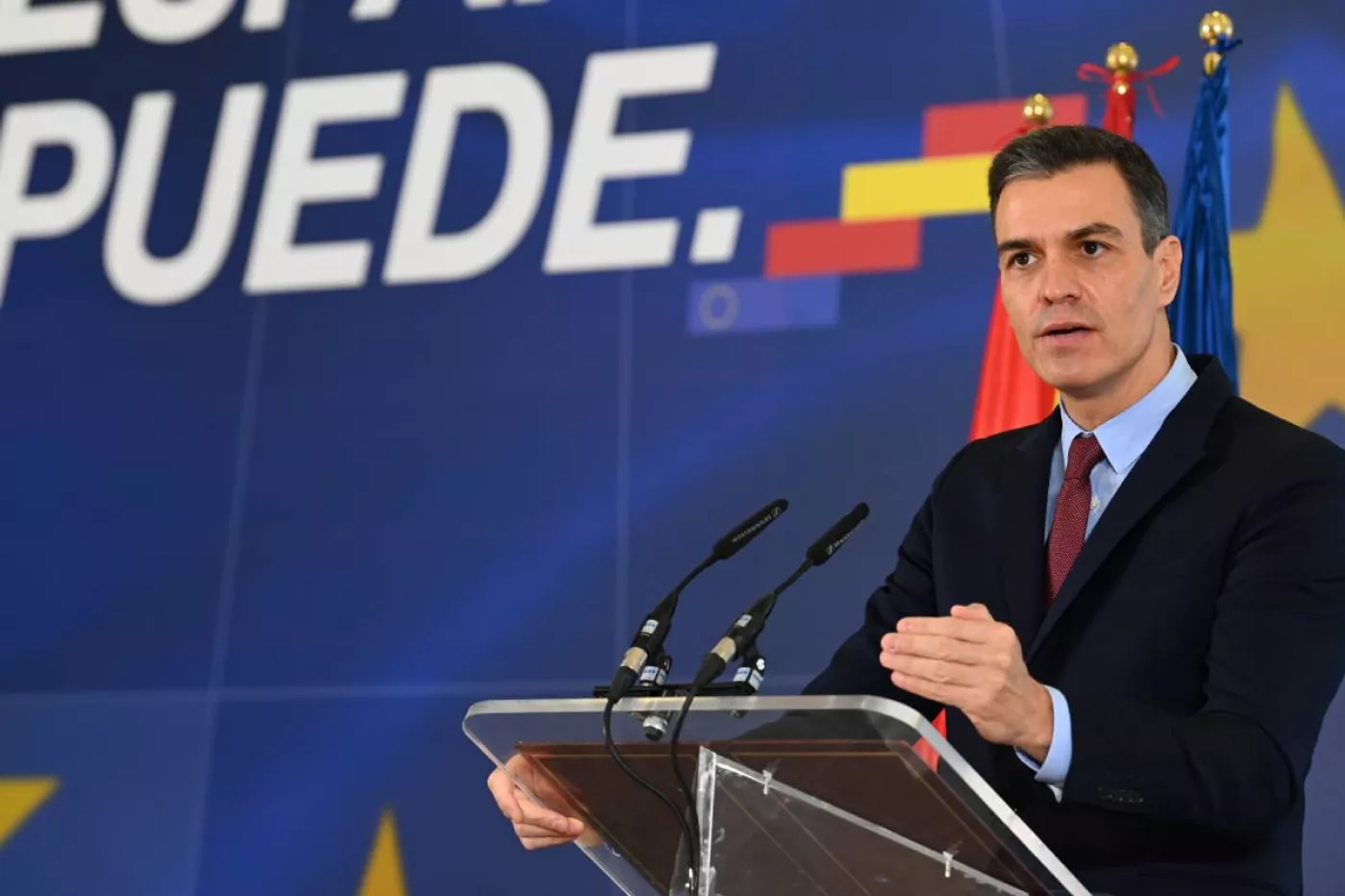 El presidente del Gobierno, Pedro Sánchez, tras anunciar las plazas de la convocatoria MIR, EIR y FIR 2021 (Moncloa/Borja Puig de la Bellacasa)